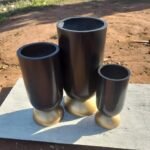 Ensemble de Pots Cylindriques Noirs et Dorés