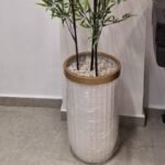 Pot de Fleurs Cylindrique avec Bord Doré